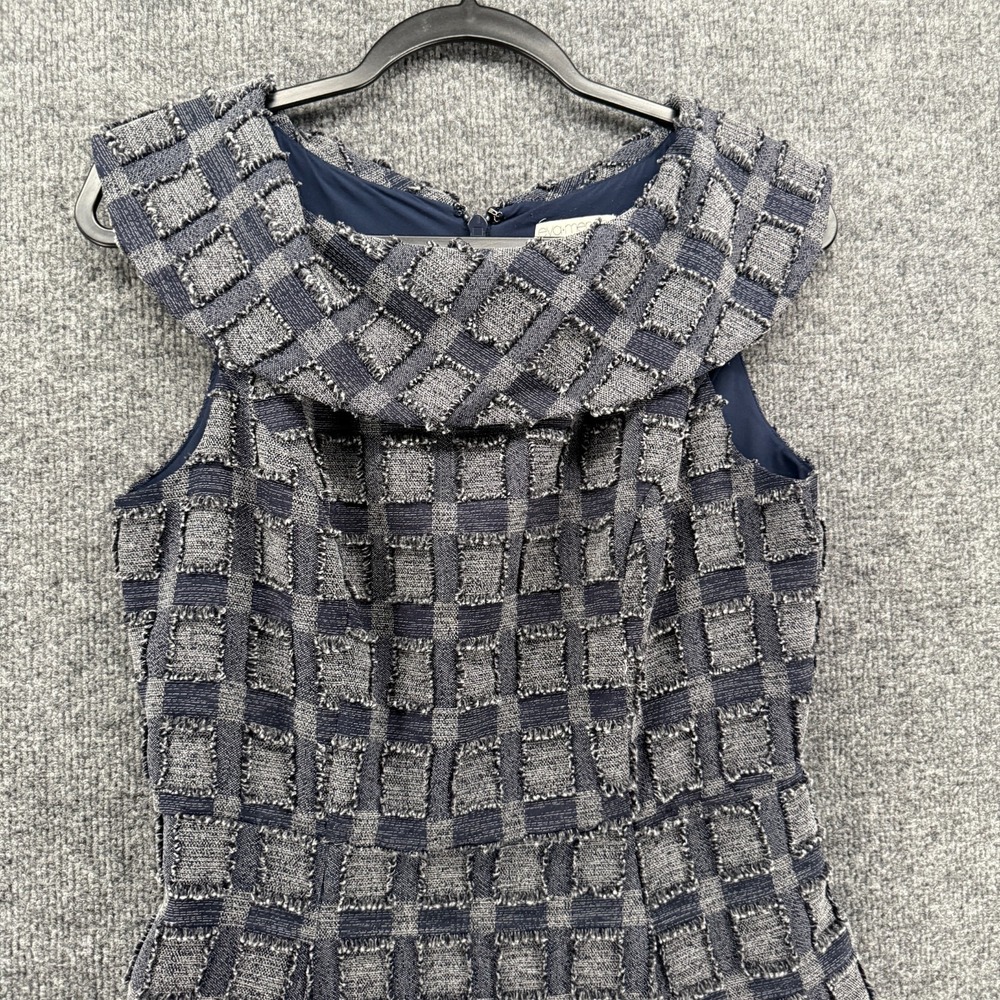 Eva Mendes Dress Womens 4 Blue Abstract A-Line Flowy Formal Classic Old Money - Picture 2 of 10